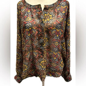 PJK Patterson J. Kincaid Flowy Long Sleeve Blouse Size XS